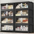 thumbnail image 1 of Broview 320Gal Extra Large Stackable Storage Bins, 1280Qt Collapsible Plastic Storage Box with Clear Doors, Foldable Containers With Drawers, Magnetic Closure, 360° Swivel Wheels, Black, 8Pack V70, 1 of 9