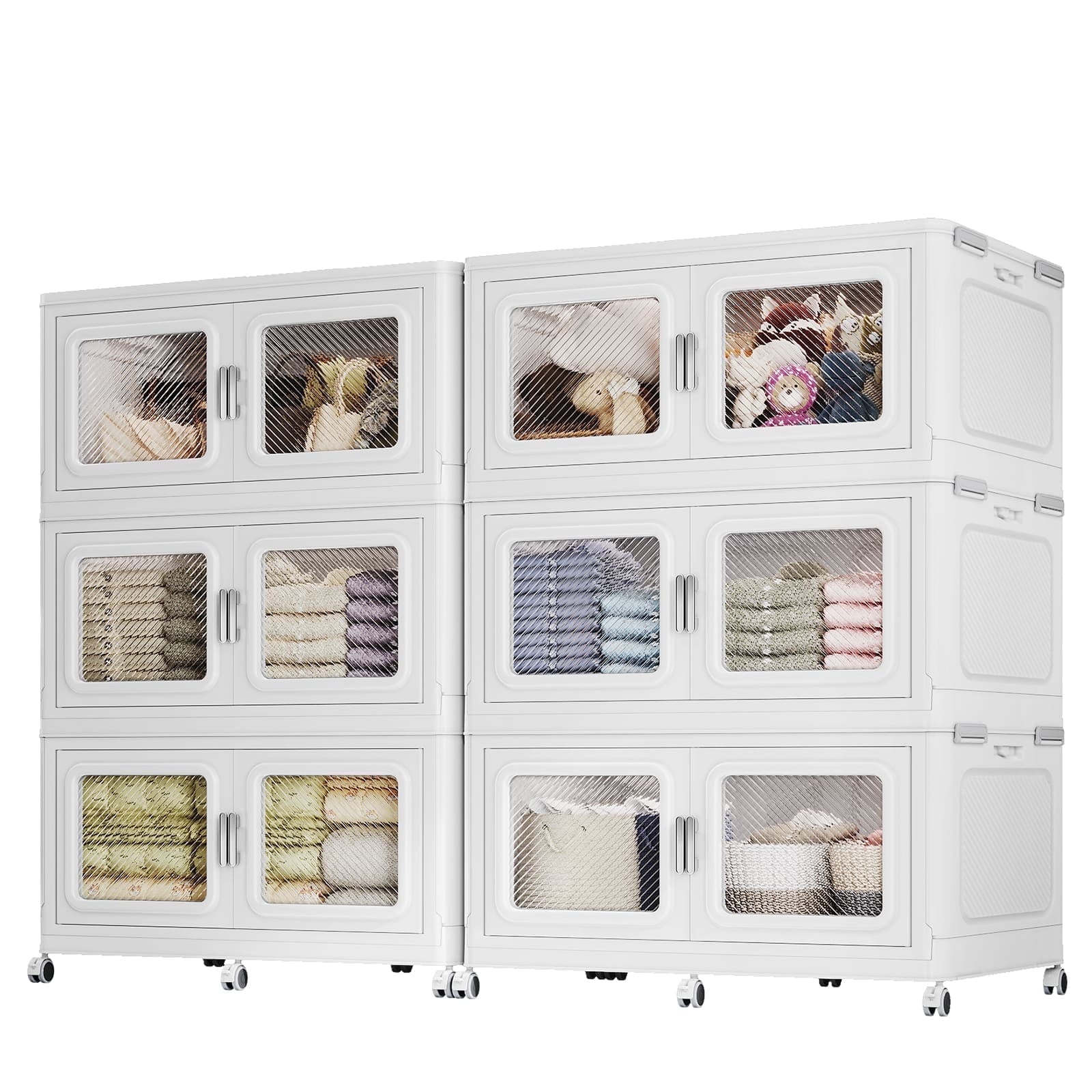 Broview 330 Gal Extra Large Stackable Storage Bins with Lids & Wheels - 1250 L - 1320Qt- Open Front Door for Home, Office, Clothes, Toys, White