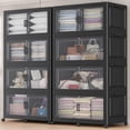 thumbnail image 1 of Broview 400Gal Extra Large Stackable Storage Bins with 2 Lids &Wheels, 8Pack Plastic Collapsible Box with Dividers, Closet Organizers Cabinet, Black, 1 of 10