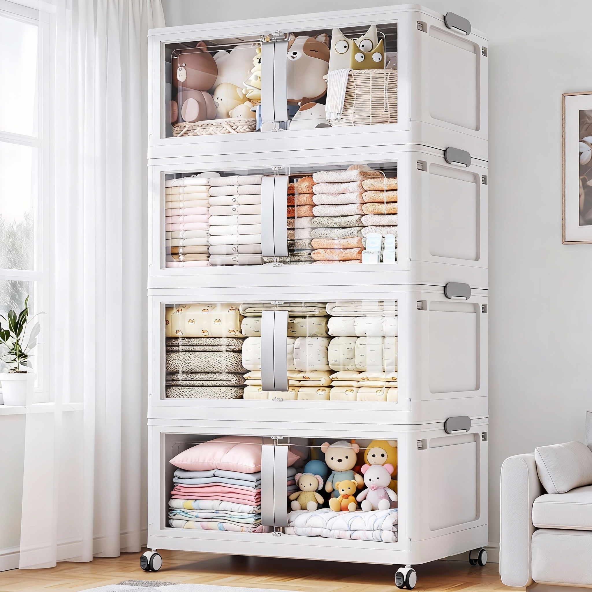 Broview 640Qt Stackable Storage Bins with Lids, Plastic Closet