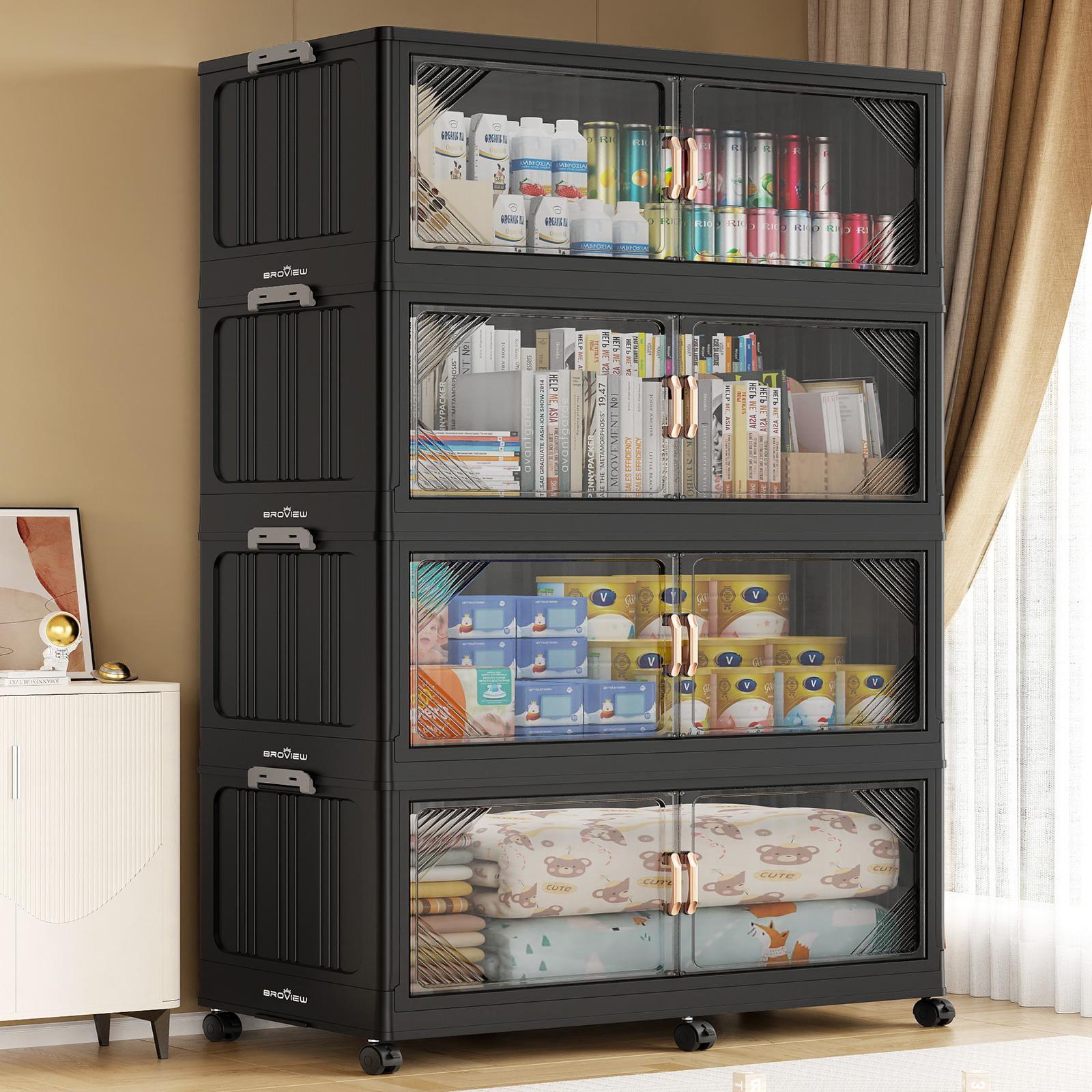 Broview 880QT Plastic Stackable Storage Bins with Lid, Extra Large ...