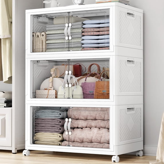 Broview Clear PET Stackable Storage Bins with Lids, Closet Organizers ...