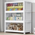 thumbnail image 1 of Broview V60 105Gal Extra Large Stackable Storage Bins with Lid, 420QT Plastic Containers With Drawers, Folding Closets with 6x Wheels, Collapsible Cabinets Organizers for Home Office, 3Pack White, 1 of 8