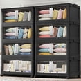thumbnail image 1 of Broview V70 Stackable Storage Bins Extra Large 320 Gallon (1280 Quart), Plastic Box, Stackable & Foldable, Clear Doors, Magnetic Closure, 360° Wheels, Black 8pack, 1 of 7