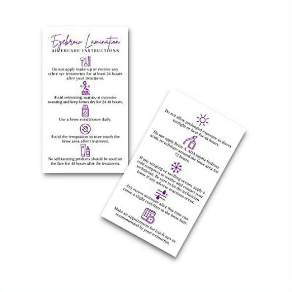 Brow Lamination Aftercare Card | 50 Pack | 2x3.5? inches Business Card Size | St