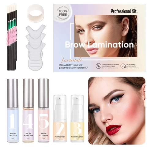 Brow Lamination Kit, DIY Eyebrow Lamination Kit, Professional Eye Brow Perm Kit, Instant DIY Eyebrow Lift Kit Salon Brow Lamination Kit for Fuller Thicker Brows Lasts