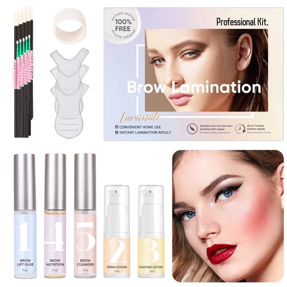 Brow Lamination Kit, DIY Eyebrow Lamination Kit, Professional Eye Brow Perm Kit, Instant DIY Eyebrow Lift Kit Salon Brow Lamination Kit for Fuller Thicker Brows Lasts