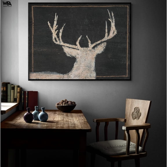 Brow Tine Deer II by Regina Moore, Rustic Deer Decor, Chalkboard Wall Art, Animal Poster Print, Framed Animal Gift Idea Poster