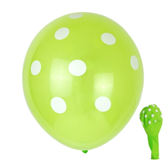 BrowQuartz 100 Pieces Polka Dot Balloons Latex Light-weight Wave Point Balloon Colorful Atmosphere Arrangement Photo Props Baby Green/White Dot
