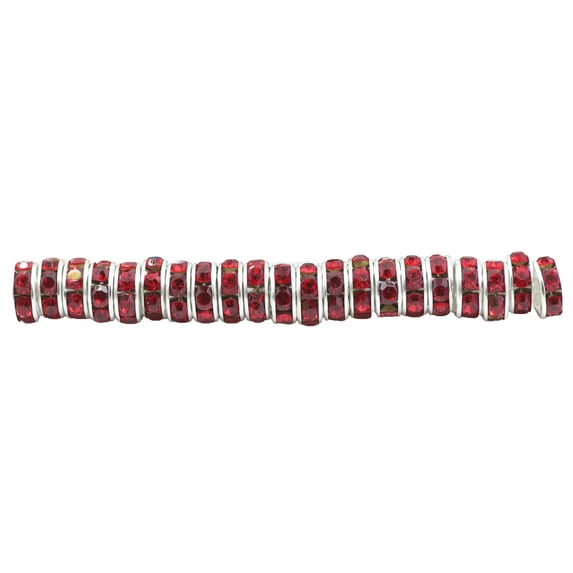BrowQuartz 100 Pieces Rhinestone Rondelles with Big Holes Spacer Beads Jewelry Crafts Crystal Loose Bead Making Necklace Accessories Red 8MM100 Pieces