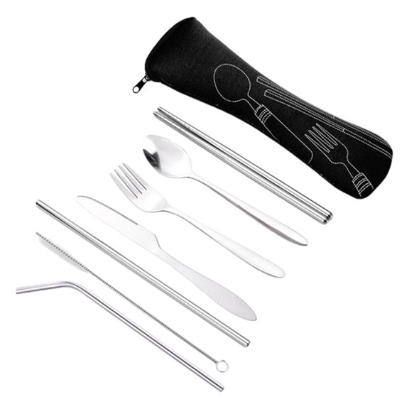 BrowQuartz Anti-skidding Cutlery Set Folding Portable Lunch Dinnerware Kit Bento Box Fork Spoon Chopsticks Utensil for Travel Picnic Black