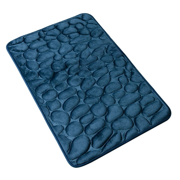 BrowQuartz Embossed Bath Mat Quick-Drying Solid Color Shower Absorbent Bathroom Rug Large Kitchen Washroom Door Bathmat Kids Safety Dark Blue 50x80cm