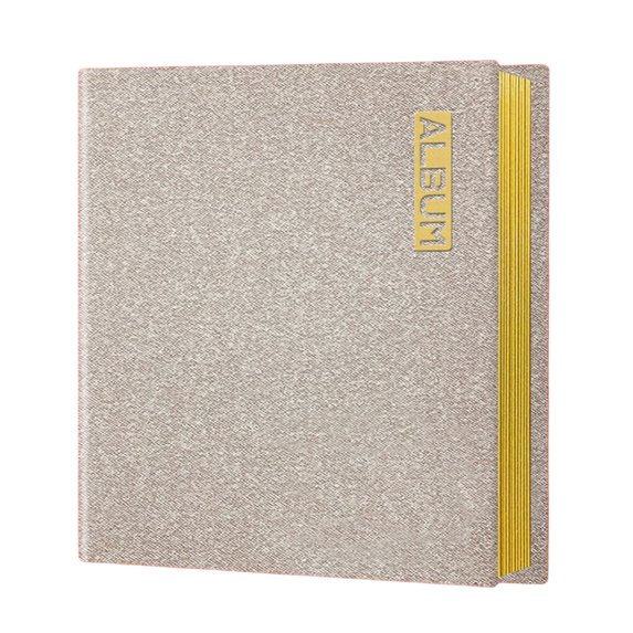 BrowQuartz Leather PU Wedding Photo Album A4 Self-adhesive Sticky Type Film Protection Scrapbook Book Birthday Gift for Travel Family Brown beige