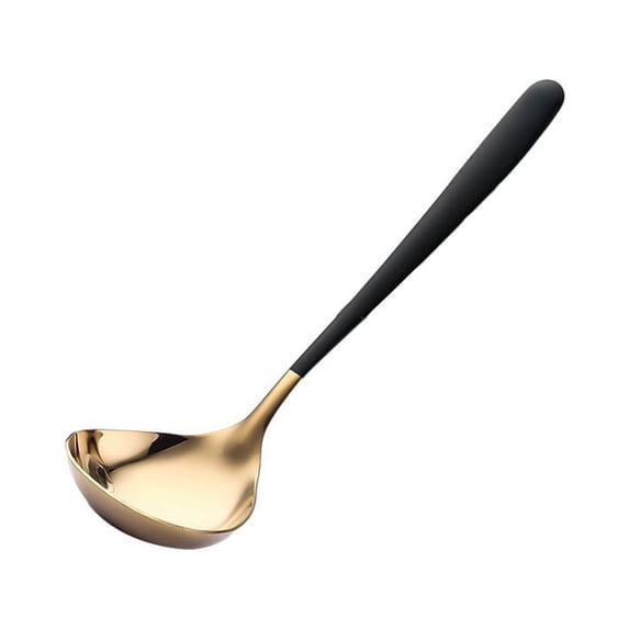BrowQuartz Sauce Spoon Portable Mirror Polished Anti-rust Odorless Smooth Home Kitchen Restaurant Soup Ladle Scoop Accessories Black Gold