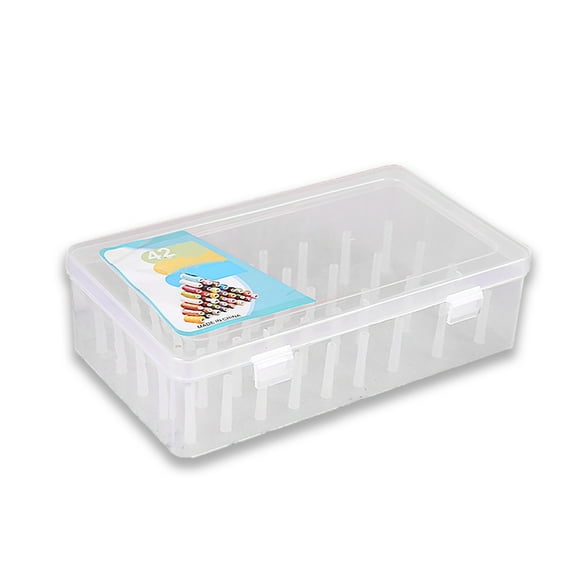 BrowQuartz Sewing Thread Box 42 Spools Large Capacity Storage Embroidery Cross-stitch Double Lock Organizing Container Accessories Blue