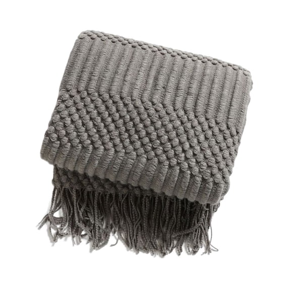 BrowQuartz Winter Sofa Blanket with Tassel Comfortable Blankets Sleeping Nap Shawl Fashion Accessory Home Living Room Bedroom Office Gray 127x172cm