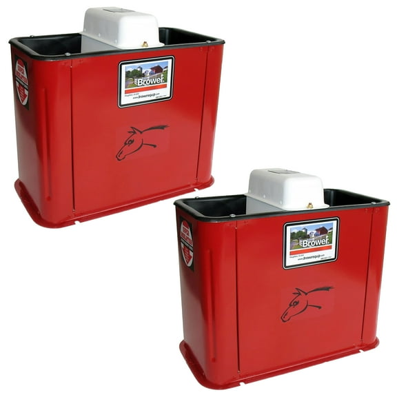 Brower 2 Pack Electric Heated Livestock Waterer, 18 Insulated Steel, Red