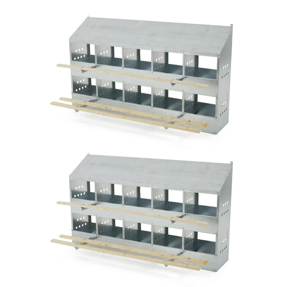 Brower Galvanized Steel 10 Hole 50 Bird Nest Chicken Brooding Box (2 Pack)