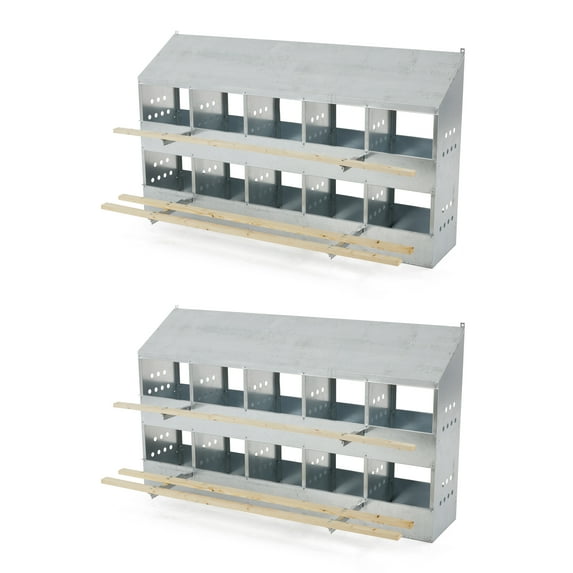 Brower Galvanized Steel 10 Hole 50 Bird Nest Chicken Brooding Box (2 Pack)