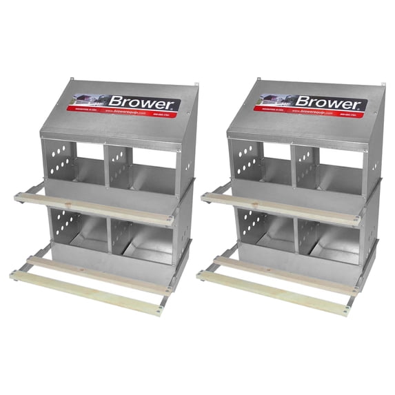 Brower Galvanized Steel 4 Hole 20 Bird Nest Chicken Brooding Box (2 Pack)