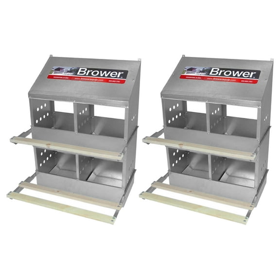 Brower Galvanized Steel 4 Hole 20 Bird Nest Chicken Brooding Box (2 Pack)