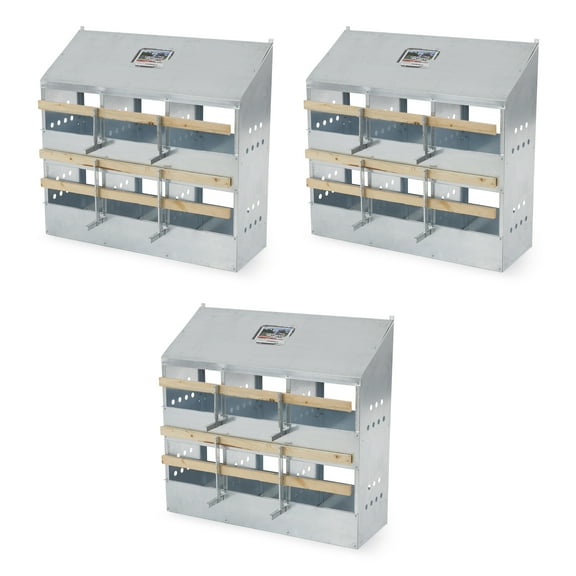 Brower Galvanized Steel 6 Hole 30 Bird Nest Chicken Brooding Box (3 Pack)