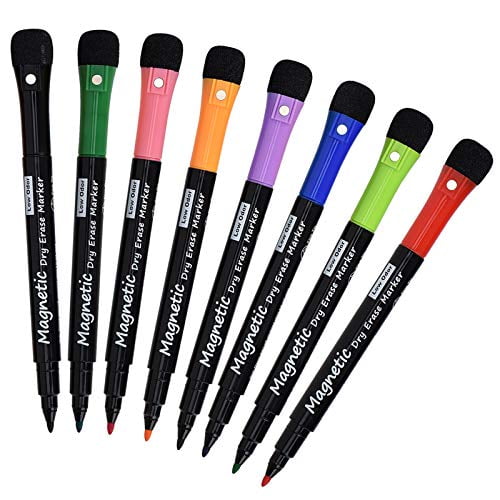  YES4QUALITY Dry Erase Markers for Whiteboard w/Eraser Caps (8  Pack), Magnetic White Board Marker Set for Kids, Ultra-Fine Tip, Assorted  Colors & Low-Odor, Use for Office, Classroom & Home 