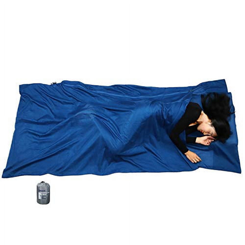 Browint Travel Sheet with Double Zippers Sleeping Bag, Dark Blue