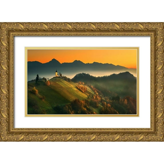 Browko, Krzysztof 18x12 Gold Ornate Wood Framed with Double Matting Museum Art Print Titled - Slovenian Autumn...