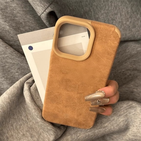 Browm Imitation Fur Skin Slim Soft TPU Case Cover For iPhone 16 Pro Max 15 14 Plus 12 13 11 X XR XS Slim Flix Surface Phone Capa