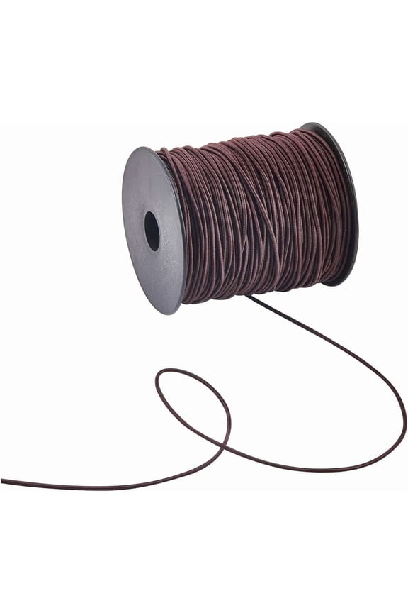 Brown 1 Roll 109 Yards/100M Jewelry Bead String Polyester Elastic Cord 1.5mm Coconut Brown Beading Sewing Cords with Spool Stretchy Jewelry Thread for Bracelet Necklaces Jewelry Making Crafts