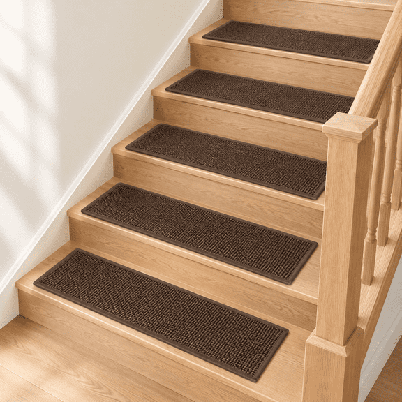 Brown 10 x 36 inch 15 Pack Non-Slip Indoor Stair Treads for Wooden Steps