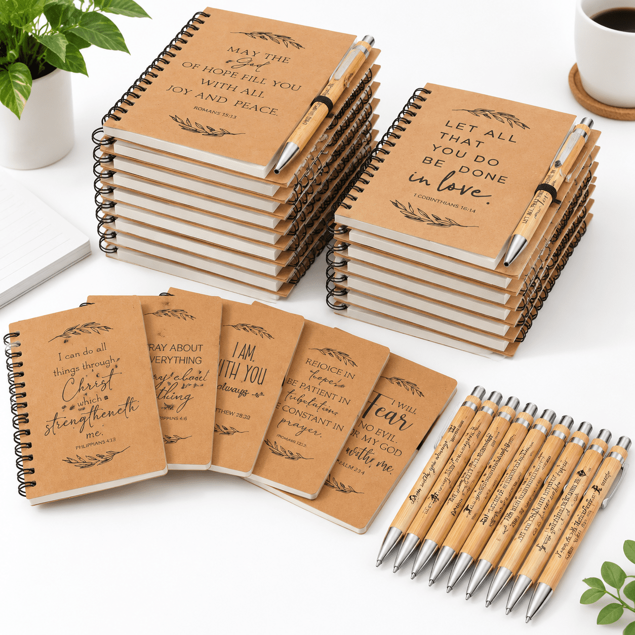 Spinner Notebook Brown 100 Bulk Spiral Notebook and Pen Set, 50 Notebooks + 50 Pens ...