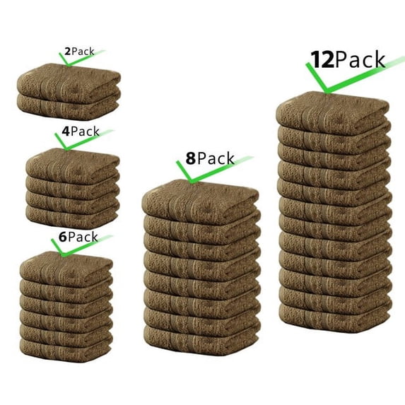Brown 100% Cotton 1 Pack, 2 Pack, 4 Pack, 6 Pack, 8 Pack, 12 Pack HandTowels Hotel & Spa Quality