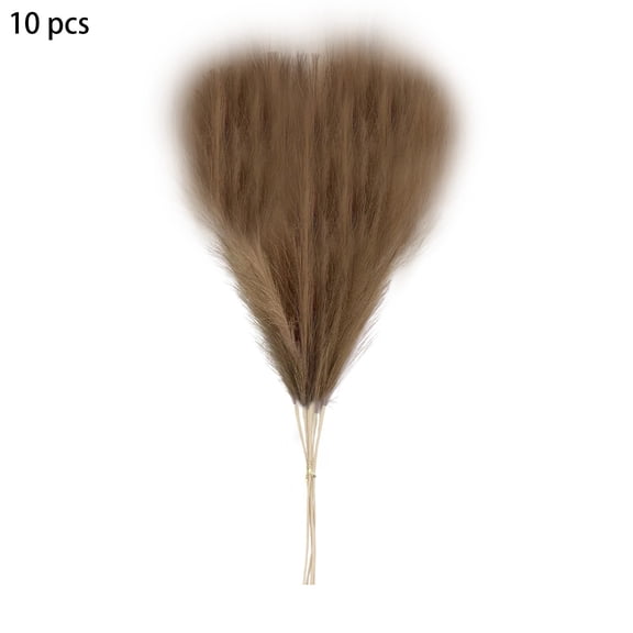 Brown 10Pcs Decorative Faux Pampas Grass With Full Elegant Stalks, Luxuriant Beauty And No Watering Required For Interior Design And Photography Background