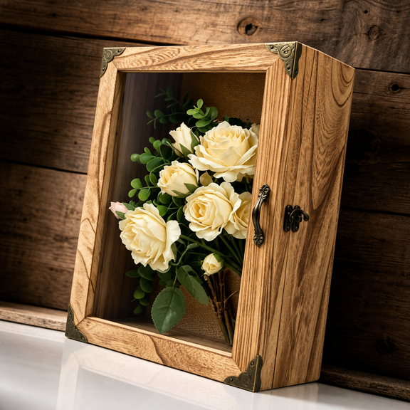 Brown 11x13 Inch 5 Inch Deep Solid Wood Shadow Box Display Case