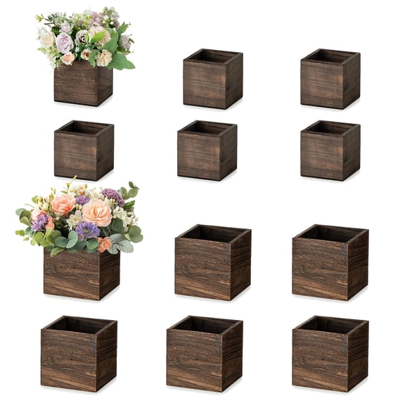 Brown 12 Count Square Wooden Box Centerpieces