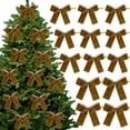 thumbnail image 1 of Christmas Velvet Bows 12 Pack – Holiday Tree Ornaments with Twist Tie Decorative Ribbon Bows for Christmas Tree, Wreath, Gift Wrapping & Party Decoration, 1 of 7