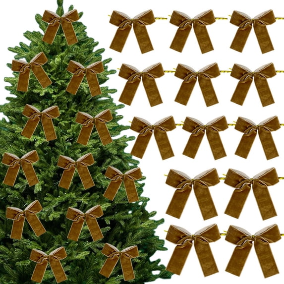 Christmas Velvet Bows 12 Pack – Holiday Tree Ornaments with Twist Tie Decorative Ribbon Bows for Christmas Tree, Wreath, Gift Wrapping & Party Decoration
