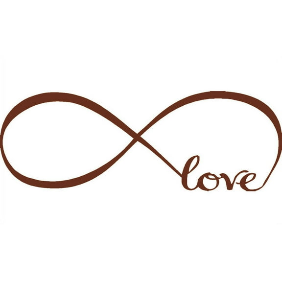 Brown 12" x 33" Infinity Symbol Word Love Vinyl Art Decal