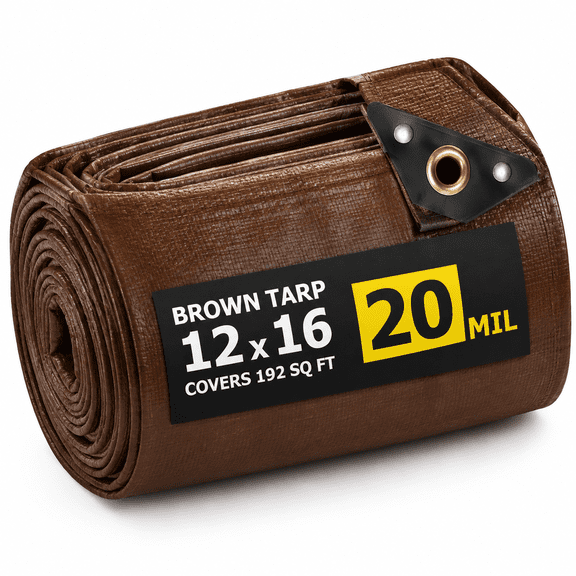 Brown 12'x16' 20mil Heavy Duty Waterproof UV Protection Polyethylene Tarp