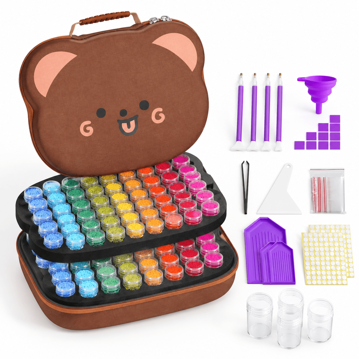 Brown 120 Jars Painting Storage Container Set with Foam Base and ...