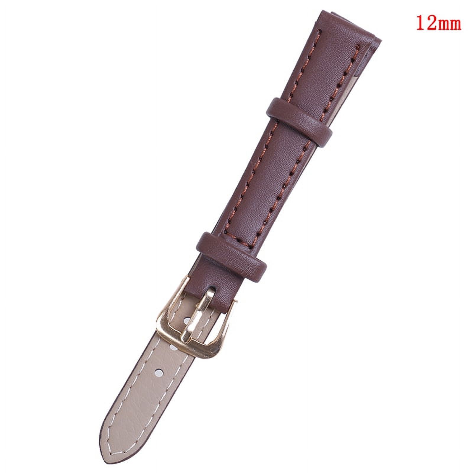 (Brown) 12mm plain weave PU leather strap watchband new candy colors