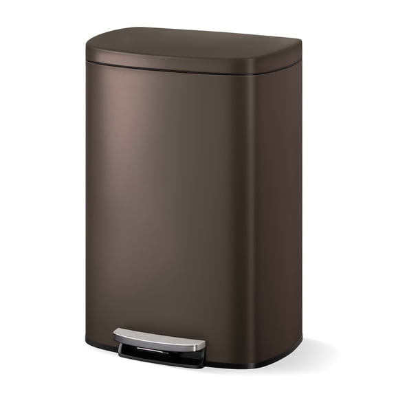 MERXENG 50 L Soft Close Kitchen Stainless Steel Garbage Can with Lid, Brow, 13 Gallon