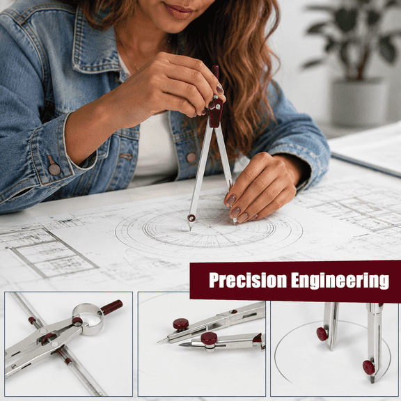 Brown 13-Piece Precision Math Geometry Tool Kit with Carrying Case