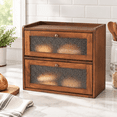 Solid Tech Countertop Brown 14.4x13.4x9.4in Solid Pine Wood Bread Box for Kitchen Countertop ...