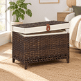 Brown 160L Wicker Storage Basket with Removable Liner and Lid - Walmart.com