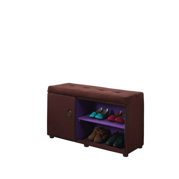 Brown 18" Storage Bench With Shoe Space - Robust Build & Tall Space, Fiber Batting