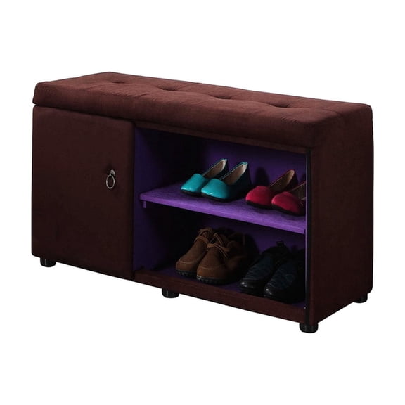 Brown 18" Tall Storage Bench with Multiple Compartments / Organizes Home Effectively