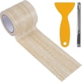 thumbnail image 1 of Brown 180x2.24 PapayaWhip Wood Grain Repair Tape Durable Adhesive Multi Use Repair PE Imitation Wooden Patch Utility Scraper Tool Sets for Handicraft DIY Furniture Renovation with Spatula, 1 of 9